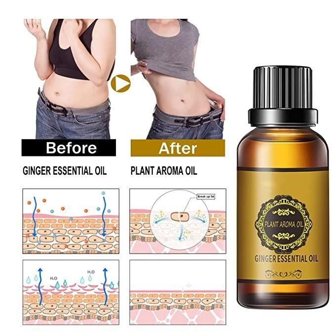 Belly Drainage Ginger Oil, Lymphatic Drainage Ginger Oil, Slimming Tummy Ginger Oil, Ginger Essential Oil for Swelling and Pain Relief, Care for Skin (10ML) - Pack of 3