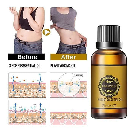 Belly Drainage Ginger Oil, Lymphatic Drainage Ginger Oil, Slimming Tummy Ginger Oil, Ginger Essential Oil for Swelling and Pain Relief, Care for Skin (10ML) - Pack of 3