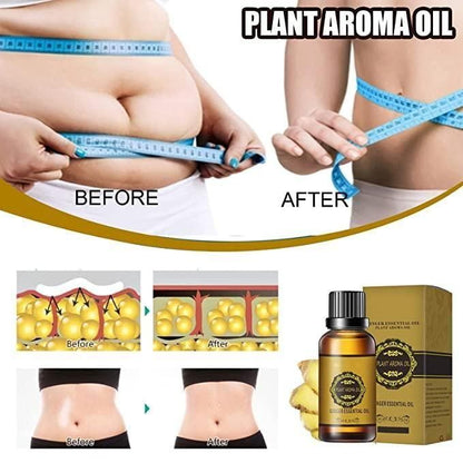 Belly Drainage Ginger Oil, Lymphatic Drainage Ginger Oil, Slimming Tummy Ginger Oil, Ginger Essential Oil for Swelling and Pain Relief, Care for Skin (10ML) - Pack of 3